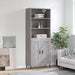 Highboard grå sonoma 69,5x34x180 cm konstruert tre