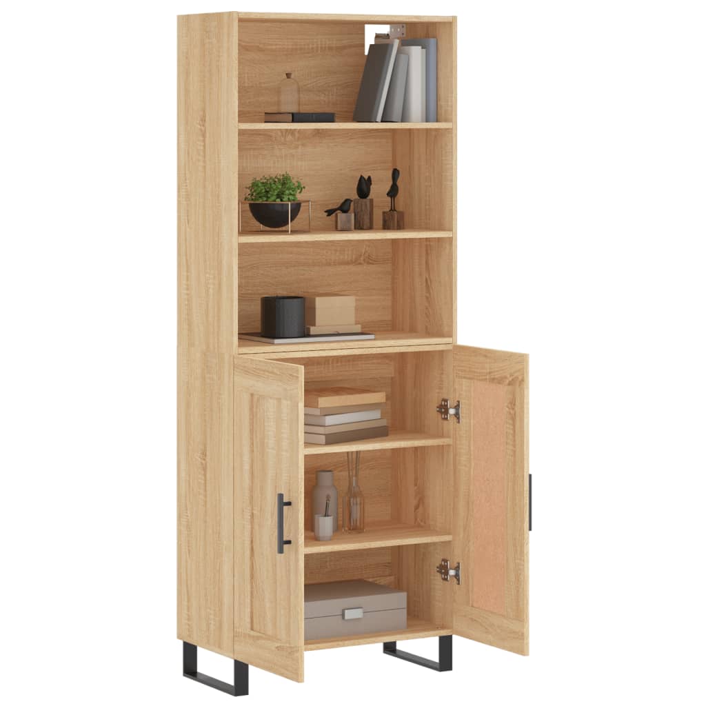 Highboard sonoma eik 69,5x34x180 cm konstruert tre