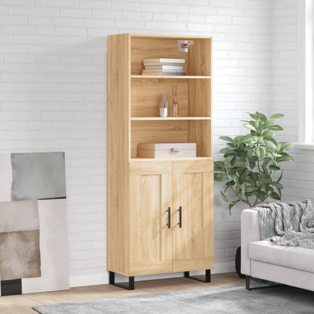 Highboard sonoma eik 69,5x34x180 cm konstruert tre