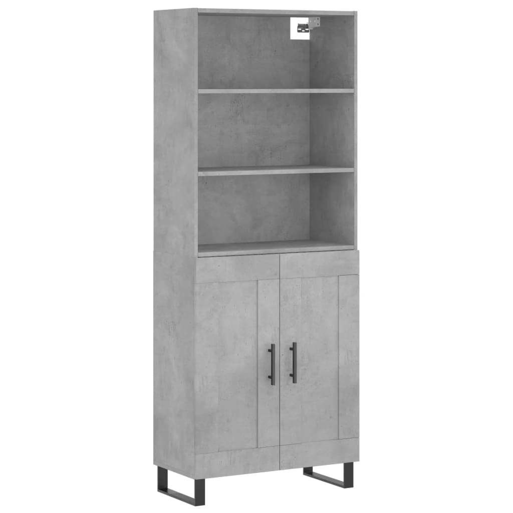 Highboard betonggrå 69,5x34x180 cm konstruert tre