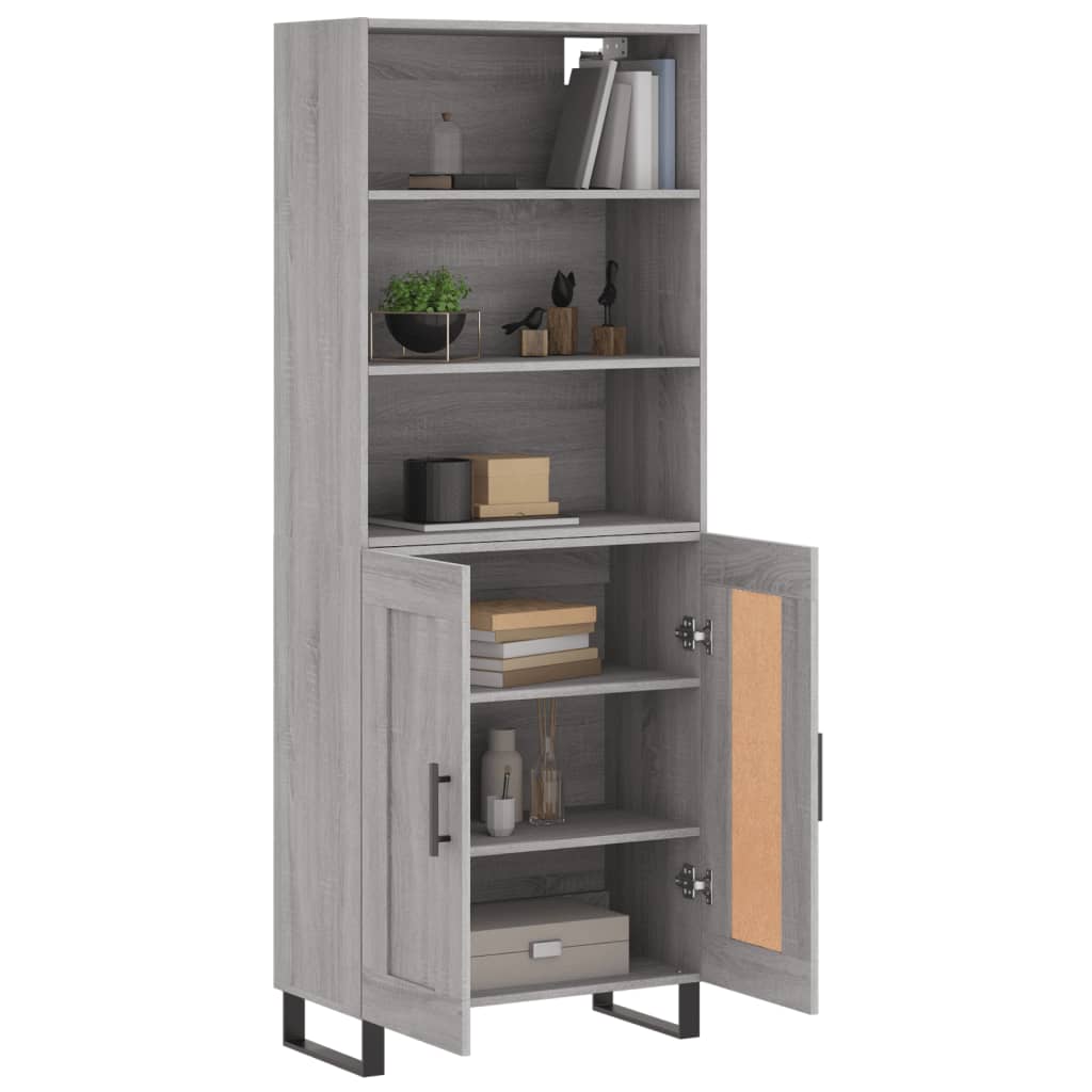 Highboard grå sonoma 69,5x34x180 cm konstruert tre vidaXL