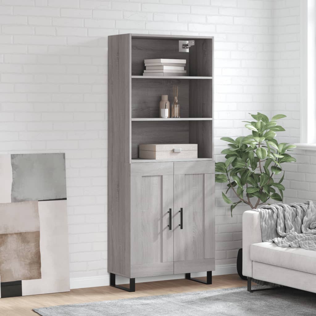 Highboard grå sonoma 69,5x34x180 cm konstruert tre vidaXL