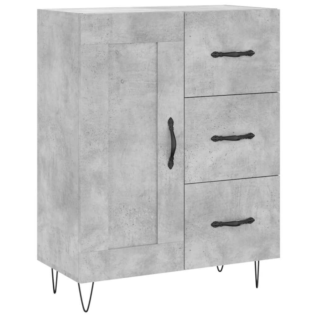 Highboard betonggrå 69,5x34x180 cm konstruert tre