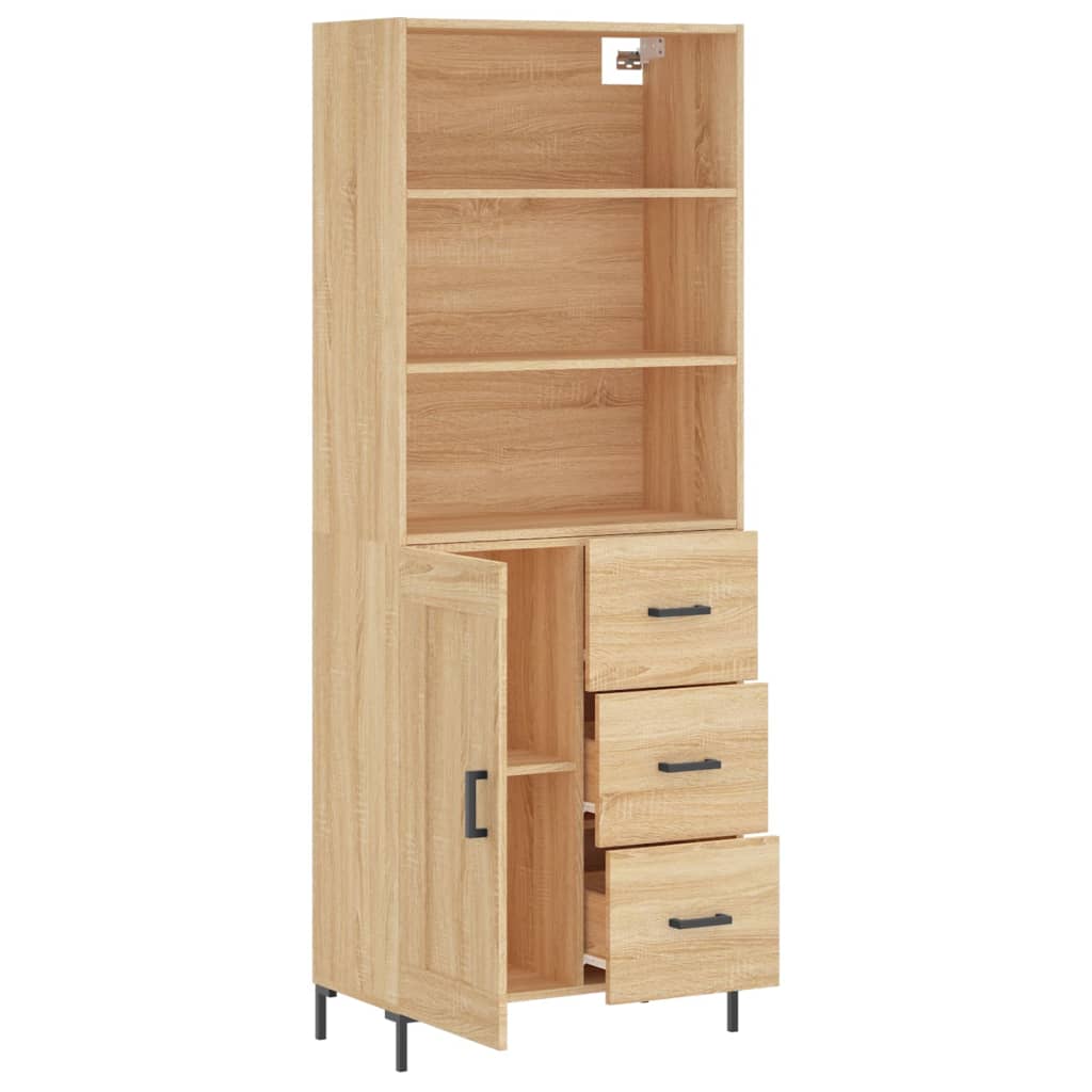 Highboard sonoma eik 69,5x34x180 cm konstruert tre