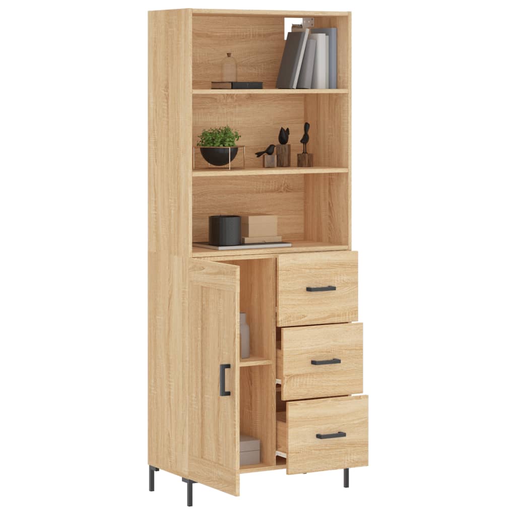 Highboard sonoma eik 69,5x34x180 cm konstruert tre