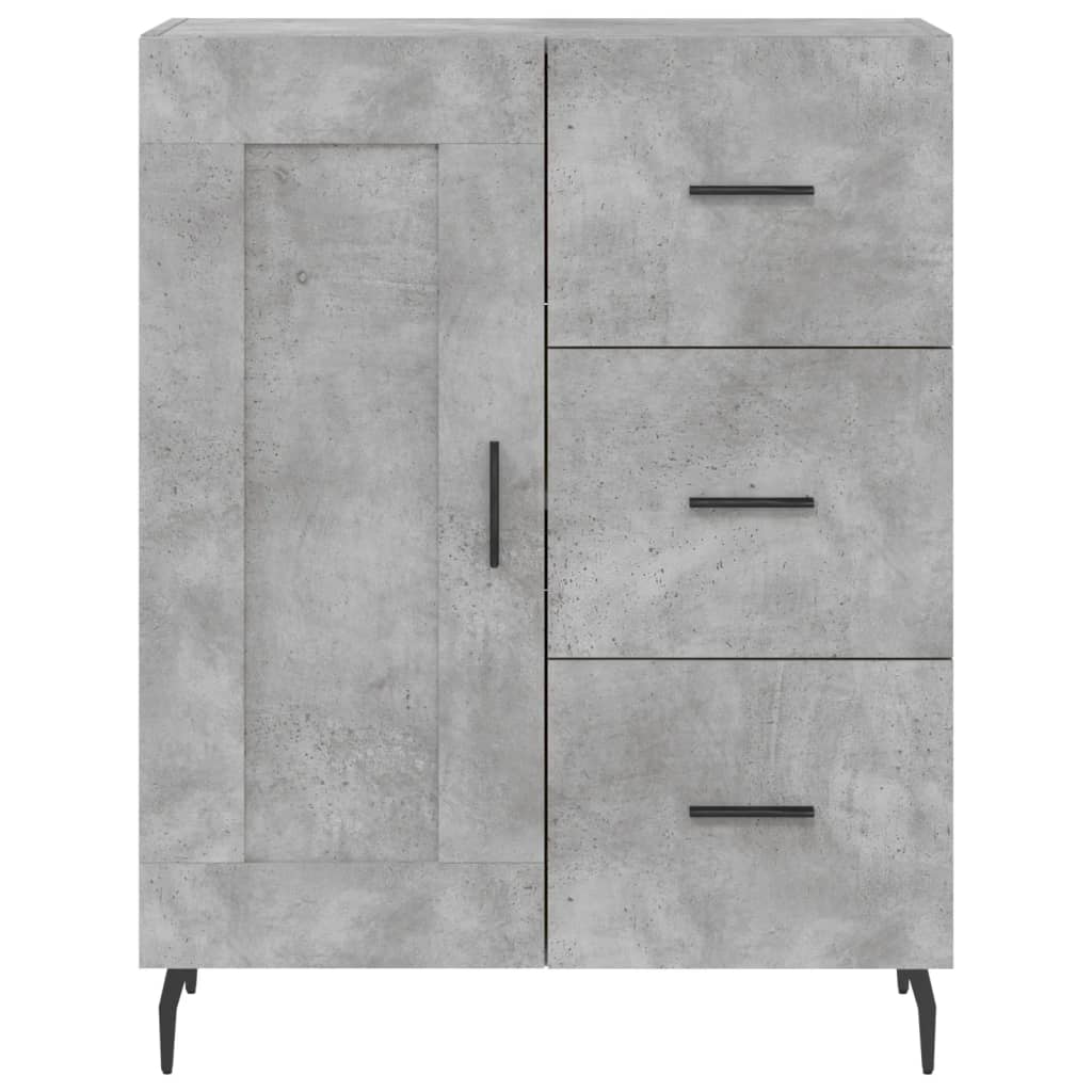 Highboard betonggrå 69,5x34x180 cm konstruert tre