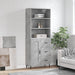 Highboard betonggrå 69,5x34x180 cm konstruert tre
