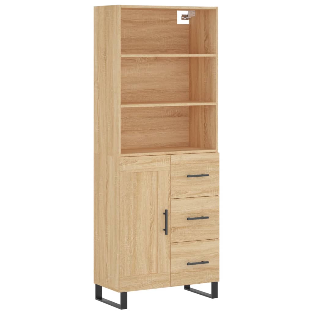 Highboard sonoma eik 69,5x34x180 cm konstruert tre