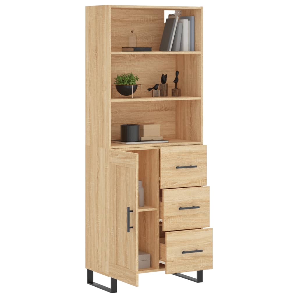 Highboard sonoma eik 69,5x34x180 cm konstruert tre