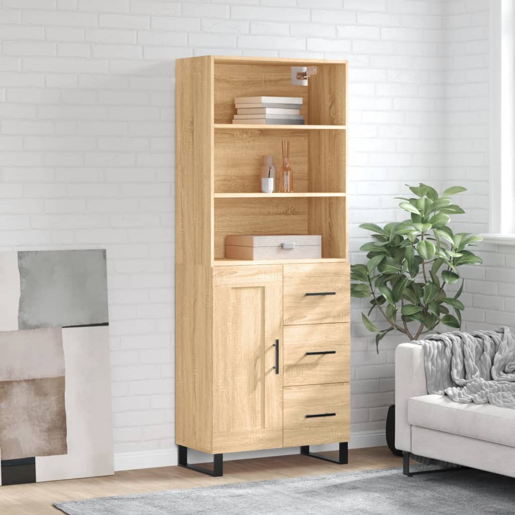 Highboard sonoma eik 69,5x34x180 cm konstruert tre