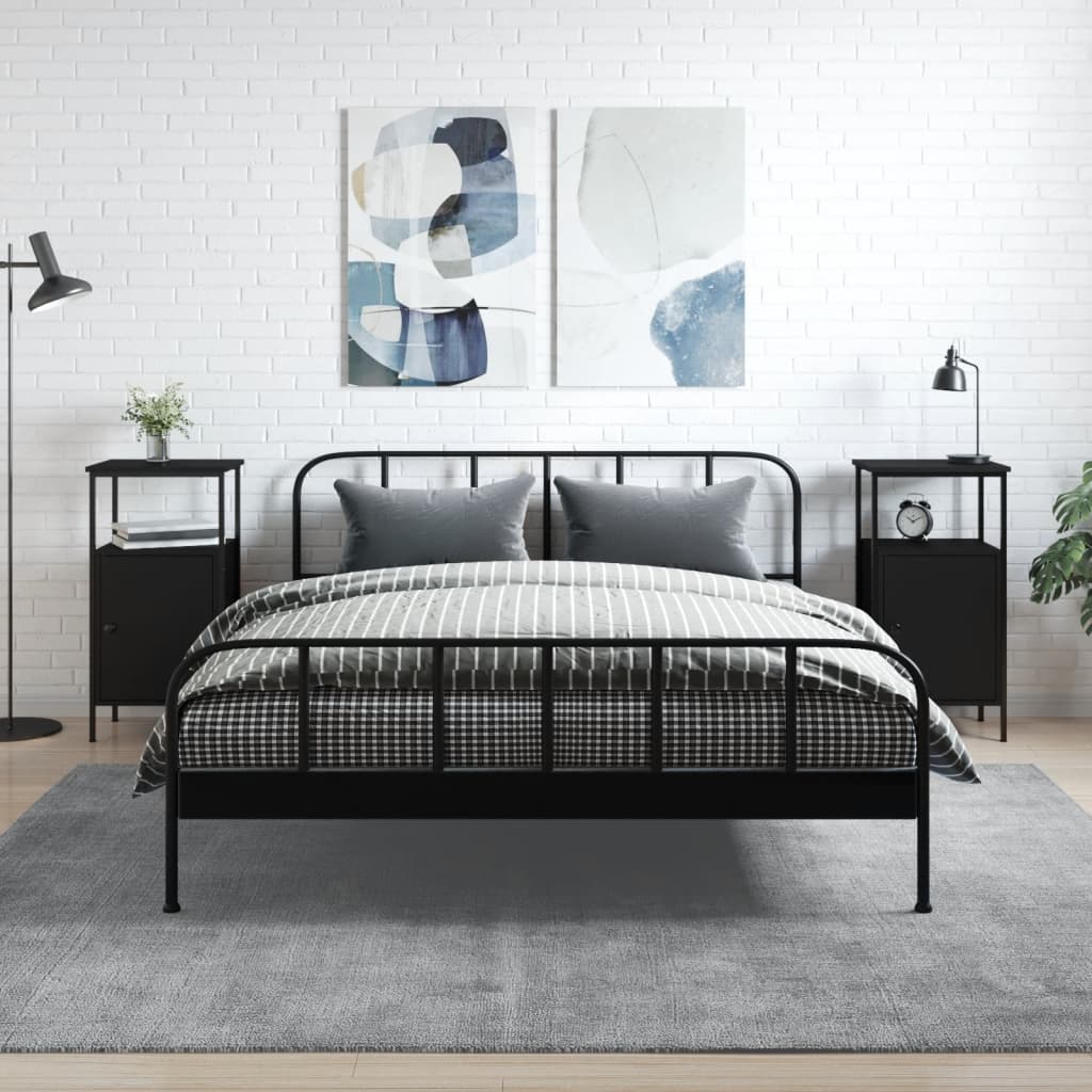 Nattbord 2 stk svart 41x31x80 cm konstruert tre