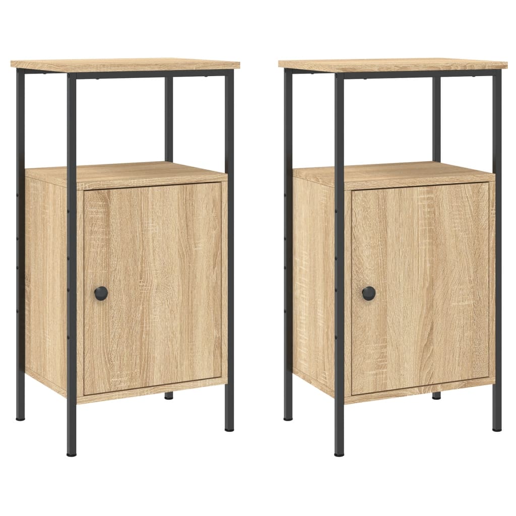 Nattbord 2 stk sonoma eik 41x31x80 cm konstruert tre