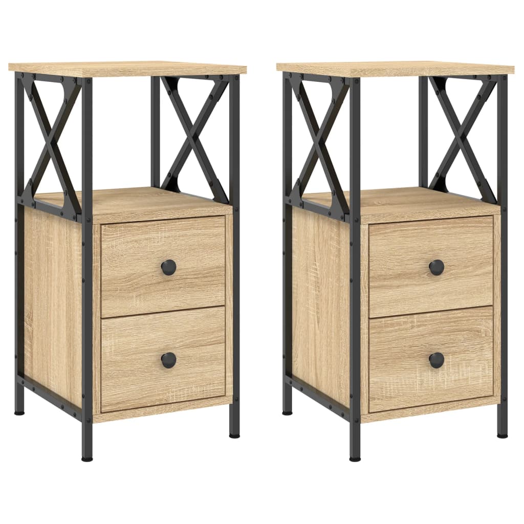 Nattbord 2 stk sonoma eik 34x35,5x70 cm konstruert tre