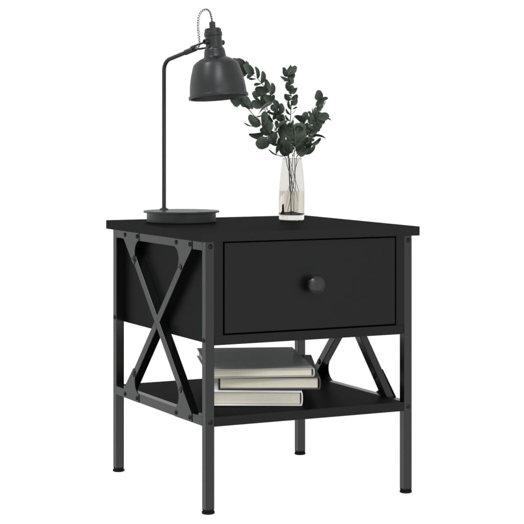 Nattbord svart 40x42x45 cm konstruert tre