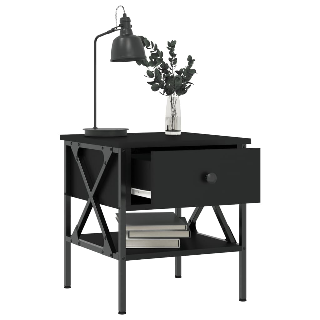 Nattbord svart 40x42x45 cm konstruert tre