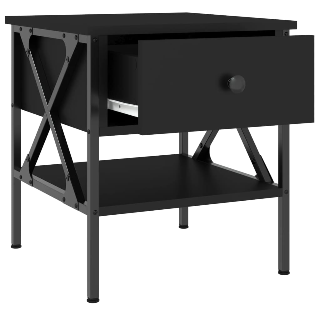 Nattbord svart 40x42x45 cm konstruert tre