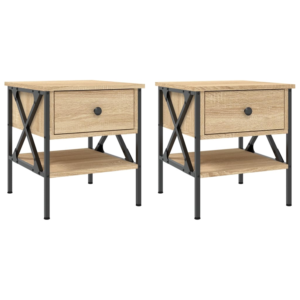 Nattbord 2 stk sonoma eik 40x42x45 cm konstruert tre