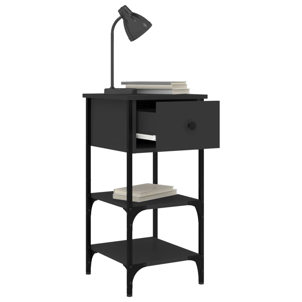 Nattbord 2 stk svart 34x36x70 cm konstruert tre