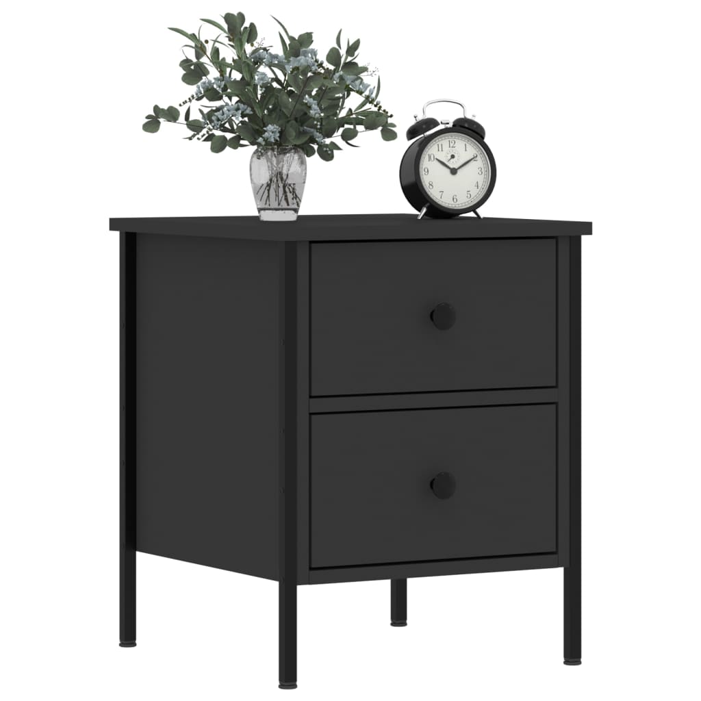 Nattbord 2 stk svart 40x42x50 cm konstruert tre