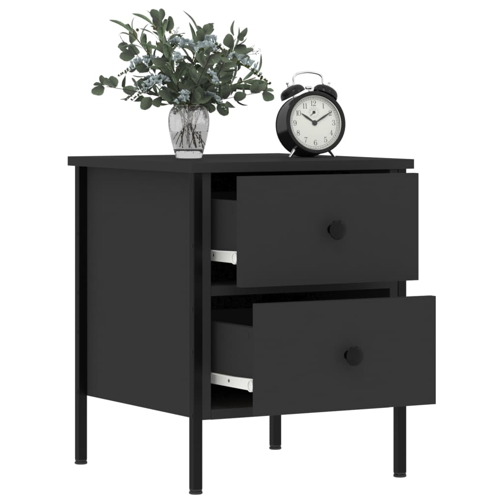 Nattbord 2 stk svart 40x42x50 cm konstruert tre