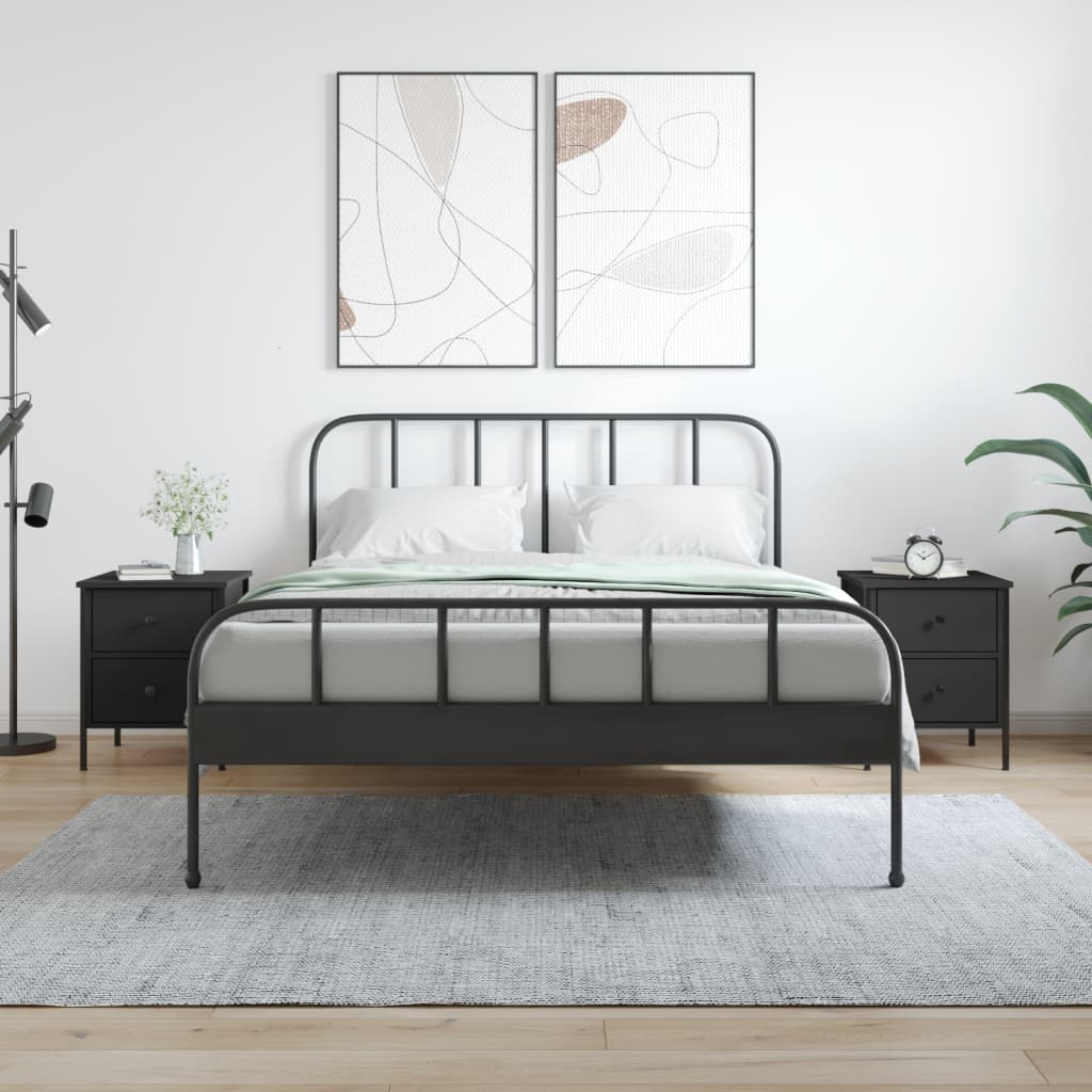 Nattbord 2 stk svart 40x42x50 cm konstruert tre