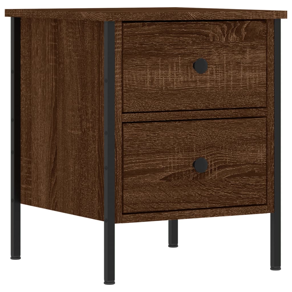 Nattbord 2 stk brun eik 40x42x50 cm konstruert tre