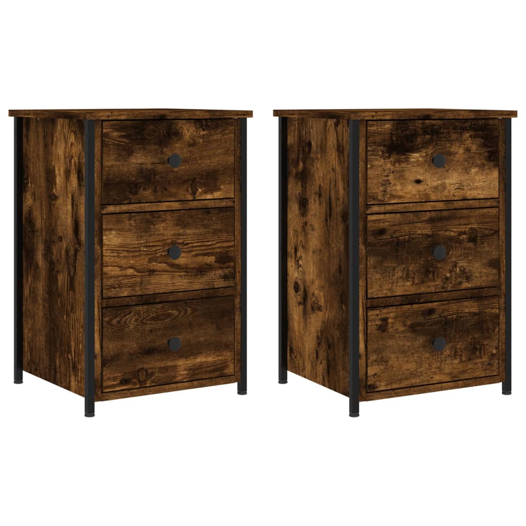 Nattbord 2 stk røkt eik 40x36x60 cm konstruert tre