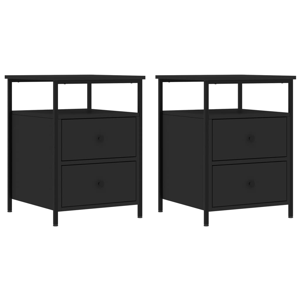 Nattbord 2 stk svart 44x45x60 cm konstruert tre
