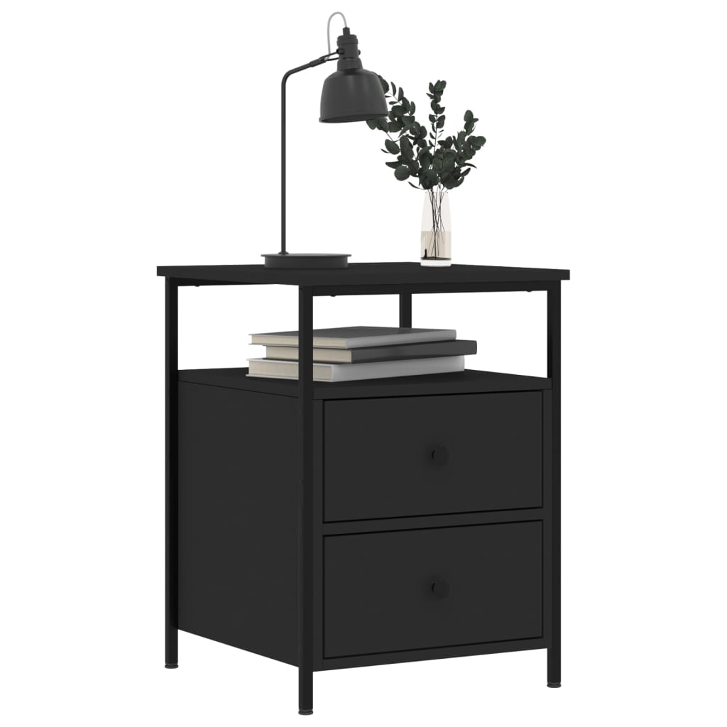 Nattbord 2 stk svart 44x45x60 cm konstruert tre