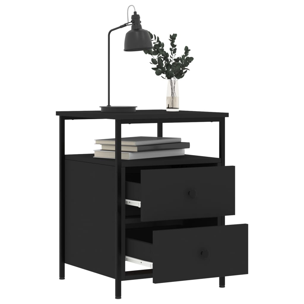 Nattbord 2 stk svart 44x45x60 cm konstruert tre