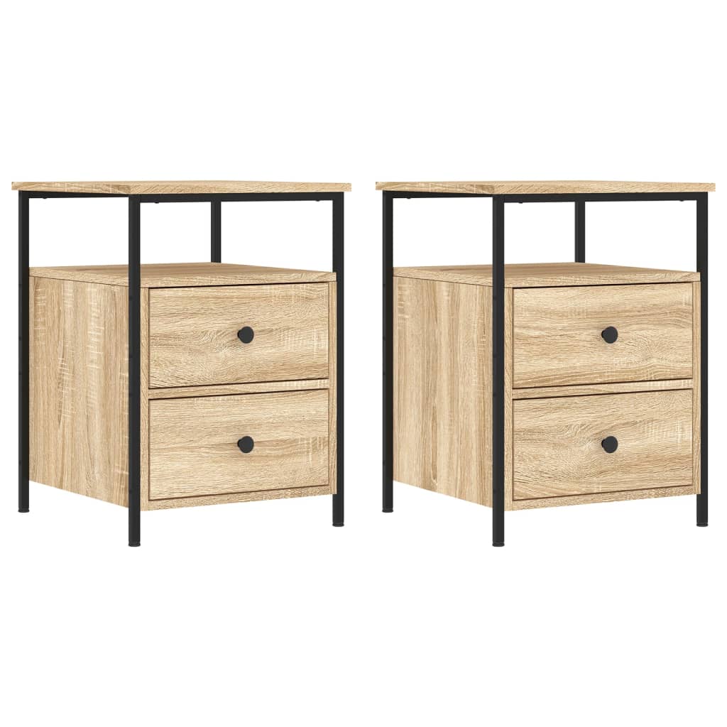 Nattbord 2 stk sonoma eik 44x45x60 cm konstruert tre