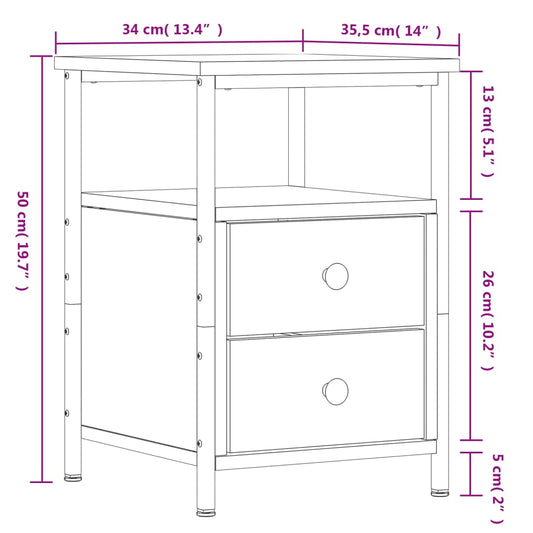Nattbord sonoma eik 34x35,5x50 cm konstruert tre