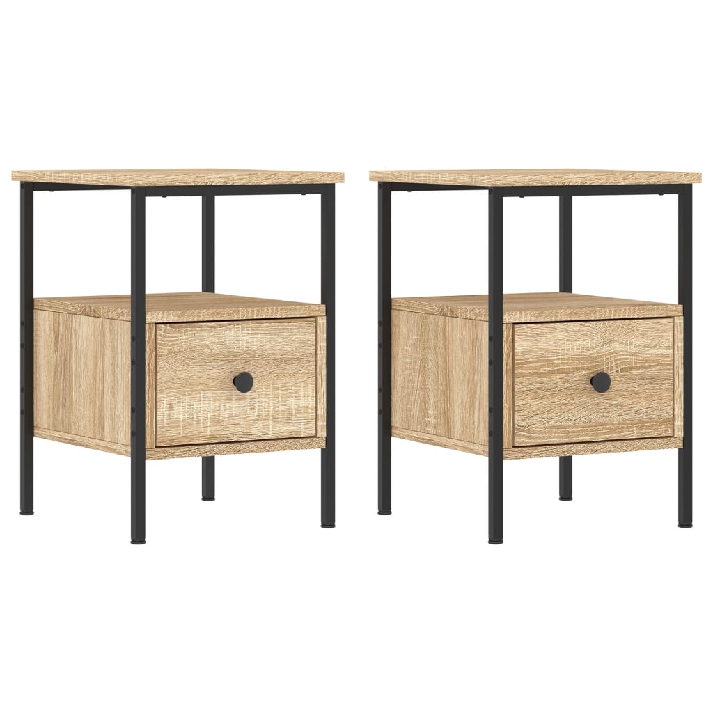 Nattbord 2 stk sonoma eik 34x36x50 cm konstruert tre