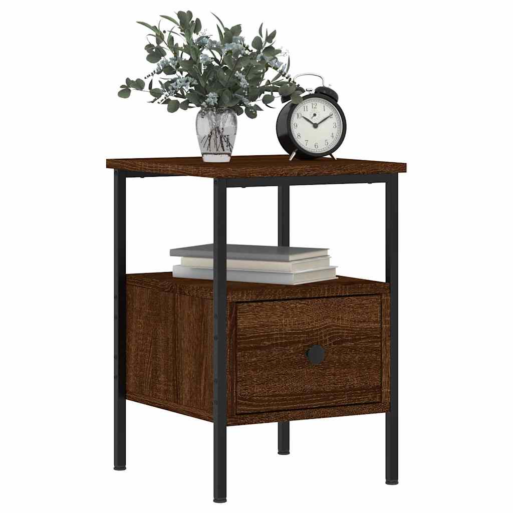 Nattbord 2 stk brun eik 34x36x50 cm konstruert tre