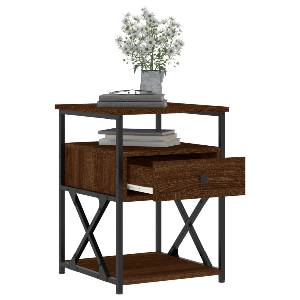 Nattbord brun eik 40x42x55 cm konstruert tre