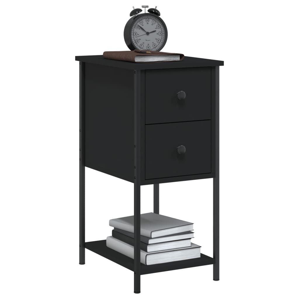 Nattbord 2 stk svart 32x42x70 cm konstruert tre
