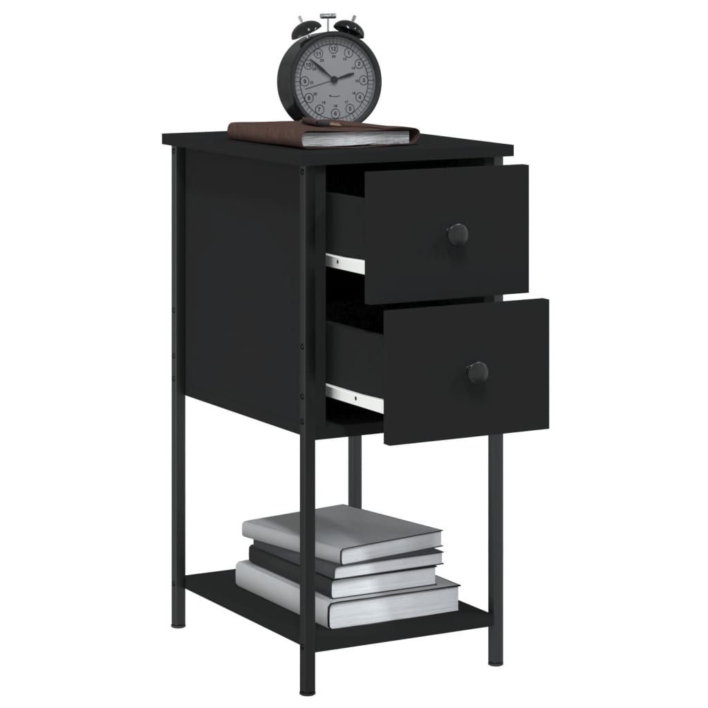 Nattbord 2 stk svart 32x42x70 cm konstruert tre