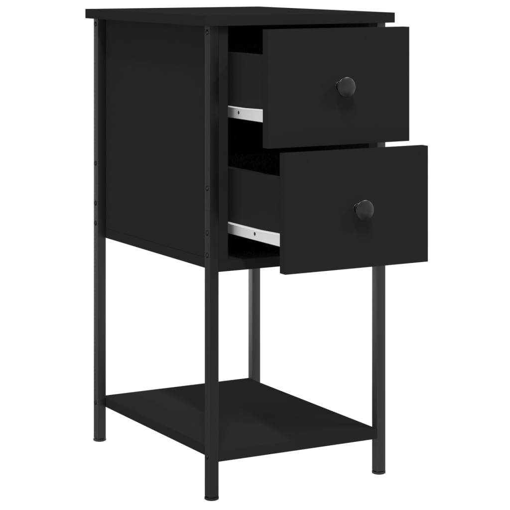 Nattbord 2 stk svart 32x42x70 cm konstruert tre