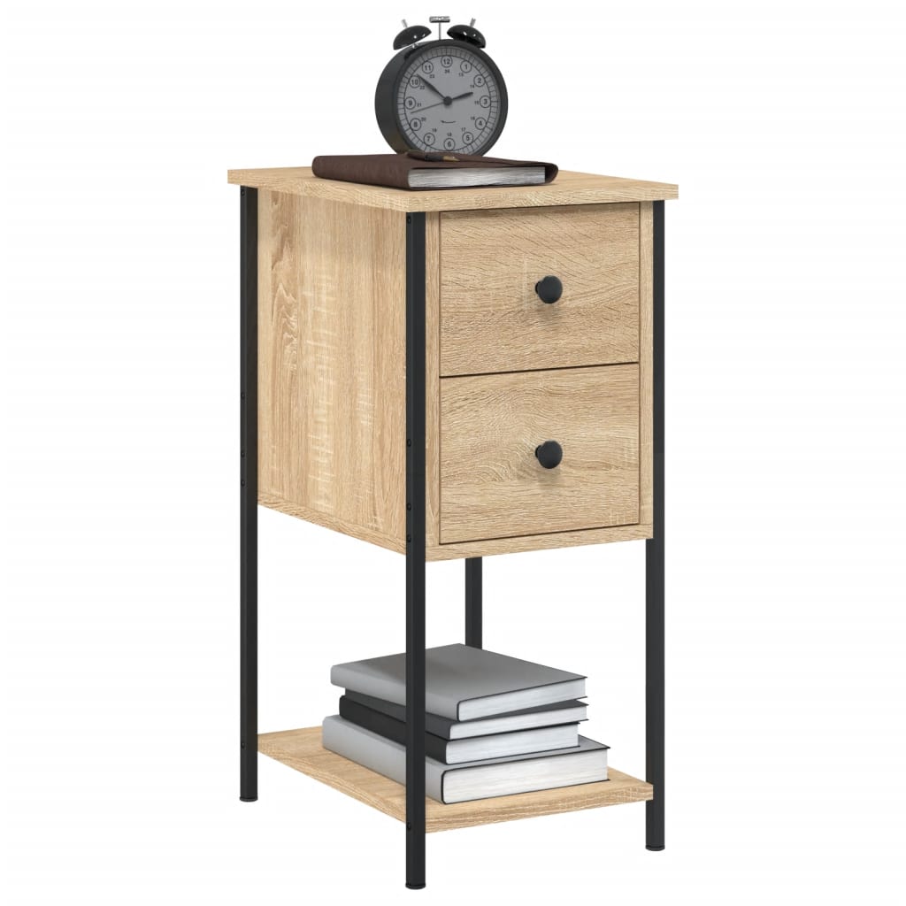 Nattbord 2 stk sonoma eik 32x42x70 cm konstruert tre