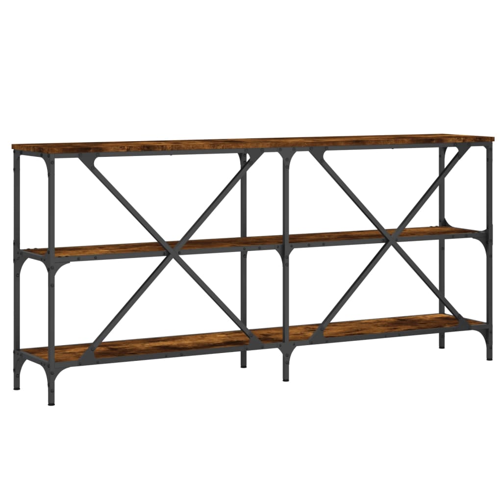 Salongbord røkt eik 160x30x75 cm konstruert tre og jern