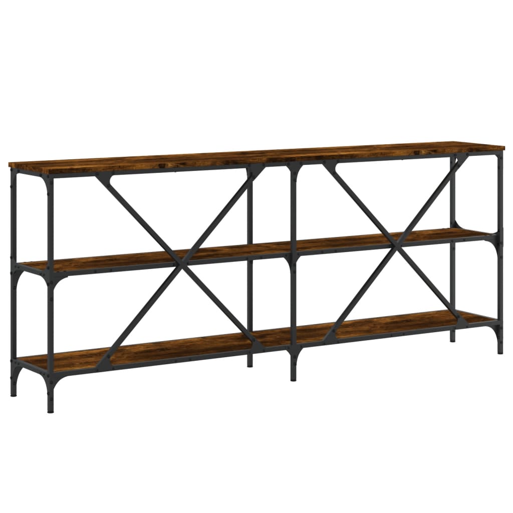 Salongbord røkt eik 180x30x75 cm konstruert tre og jern