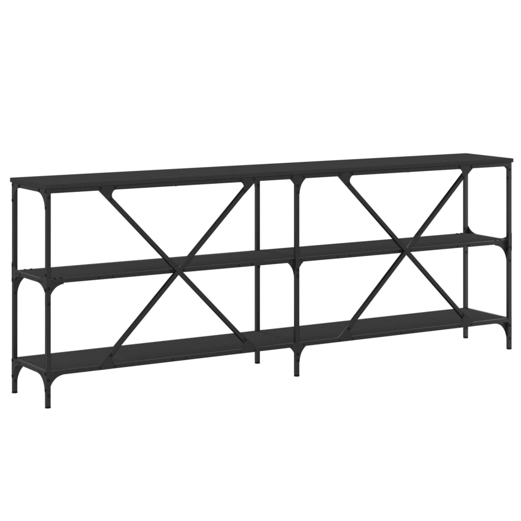 Konsollbord svart 200x30x75 cm konstruert tre og jern