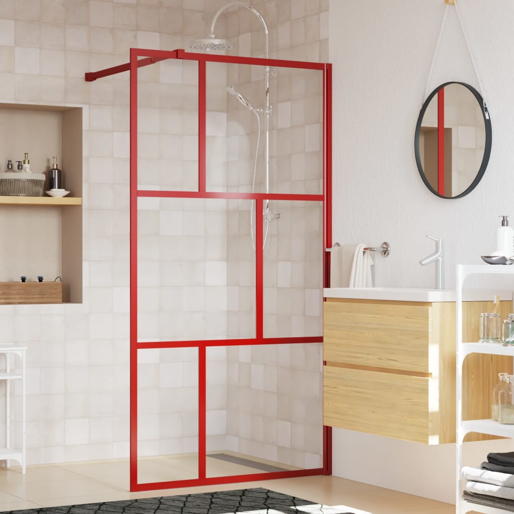Dusjvegg med klart ESG-glass rød 115x195 cm