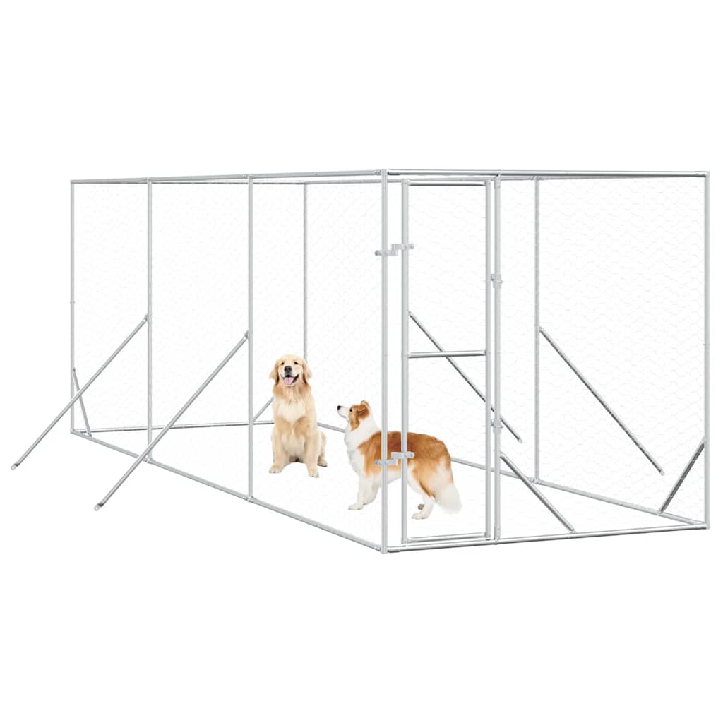 Utendørs hundekennel sølv 2x6x2 m galvanisert stål