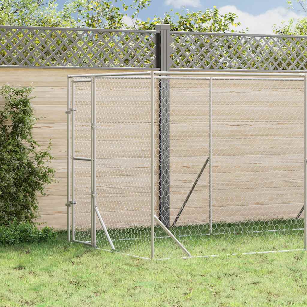 Utendørs hundekennel sølv 2x10x2 m galvanisert stål
