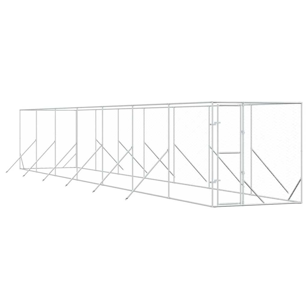 Utendørs hundekennel sølv 2x14x2 m galvanisert stål