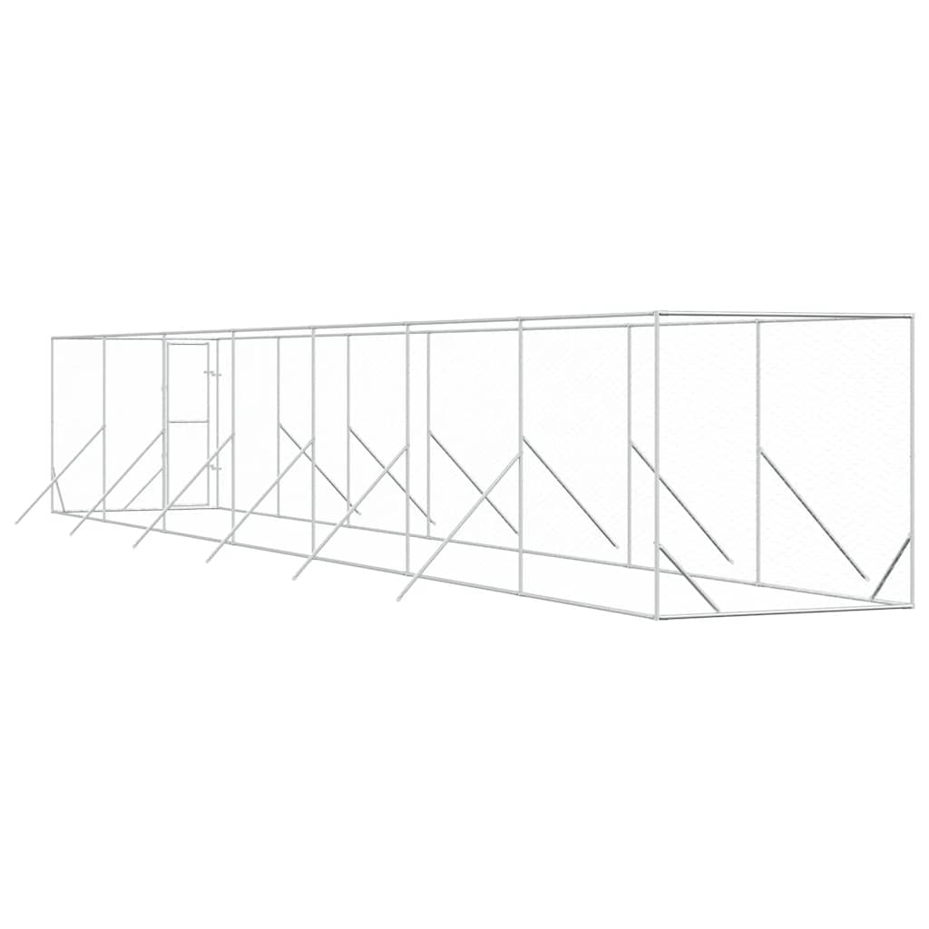 Utendørs hundekennel sølv 2x14x2 m galvanisert stål