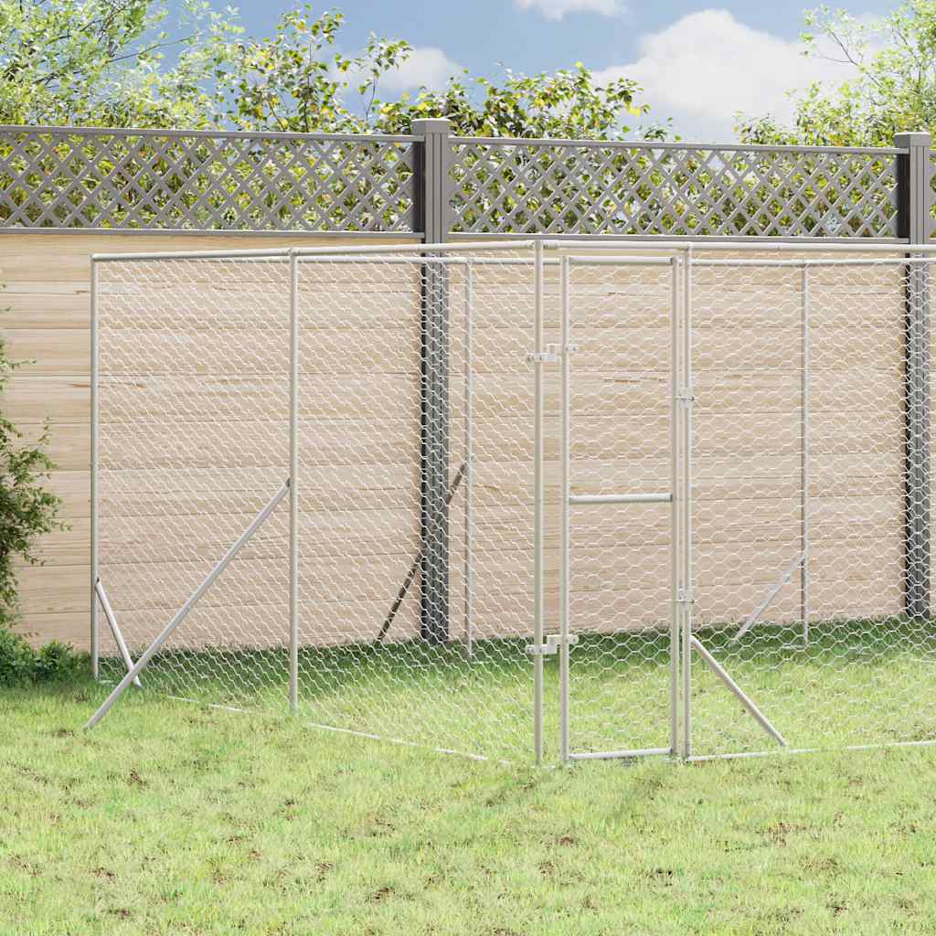Utendørs hundekennel sølv 4x4x2 m galvanisert stål