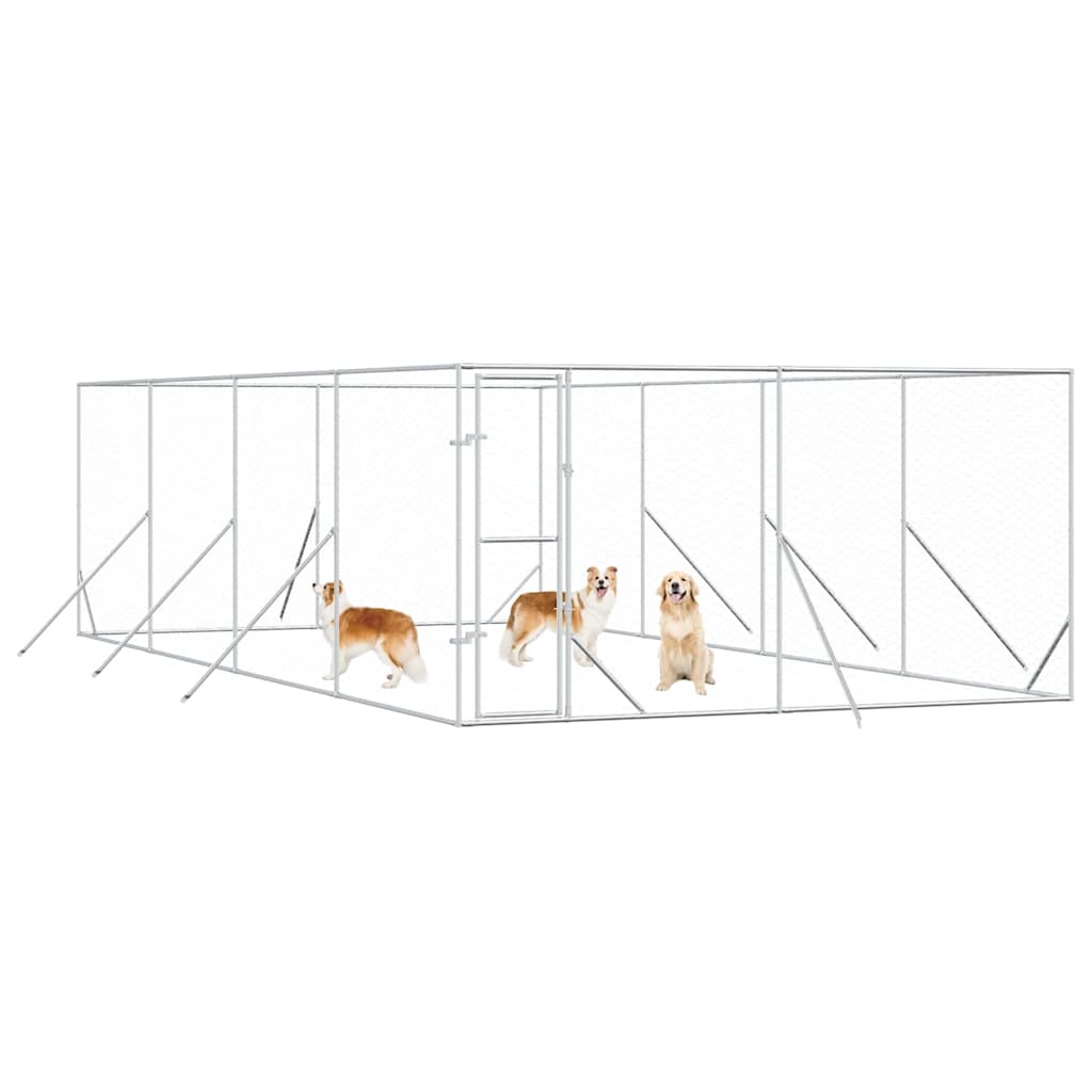 Utendørs hundekennel sølv 4x8x2 m galvanisert stål
