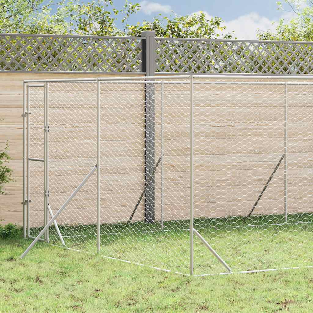 Utendørs hundekennel sølv 4x16x2 m galvanisert stål